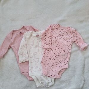 Pink and White Baby Bodysuit Set